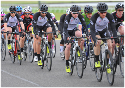 Riding with team members in B grade at Sandown Race Course
