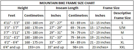 bike size calculator cm