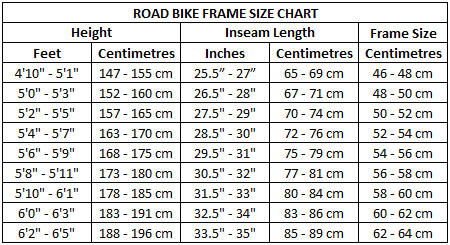 bicycle size chart