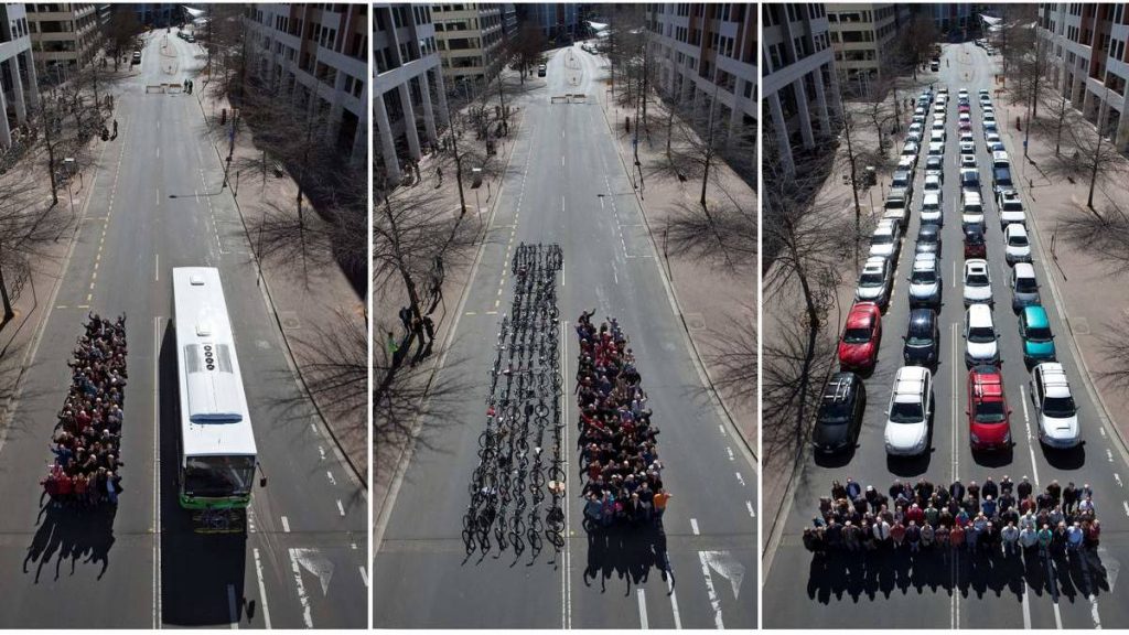 bicycles vs cars space